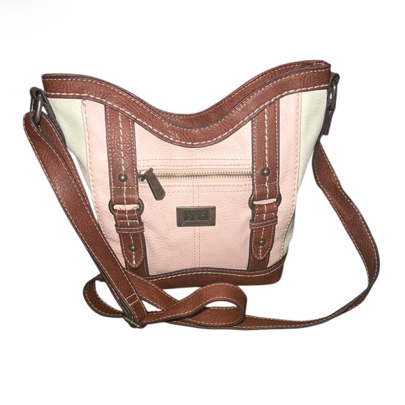 Izod Handbags - Izod Cream and Brown Crossbody Bag